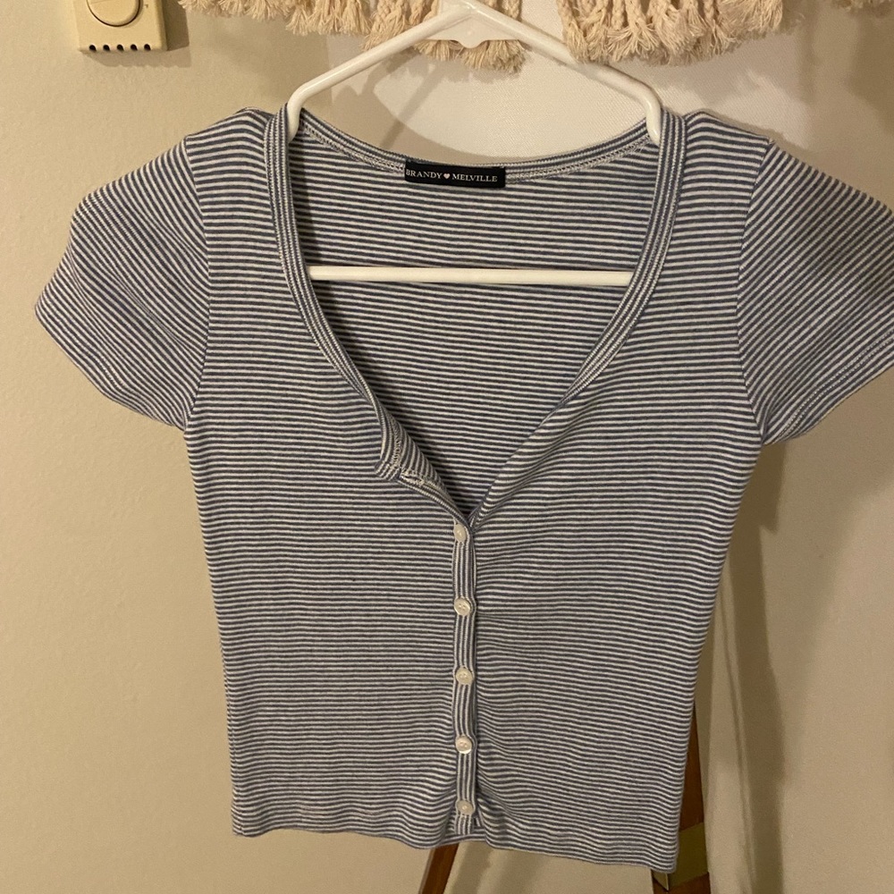 Brandy Melville Button Up Short Sleeve Tee